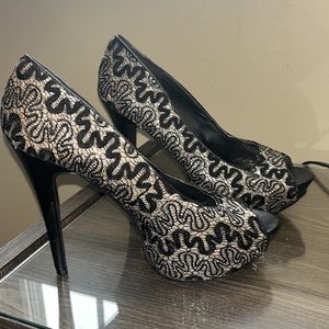 High heal black silver sparkly ladies Size 9